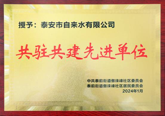 3.5泰安市自來(lái)水有限公司榮獲“共駐共建先進(jìn)單位”榮譽(yù)稱號(hào).jpg